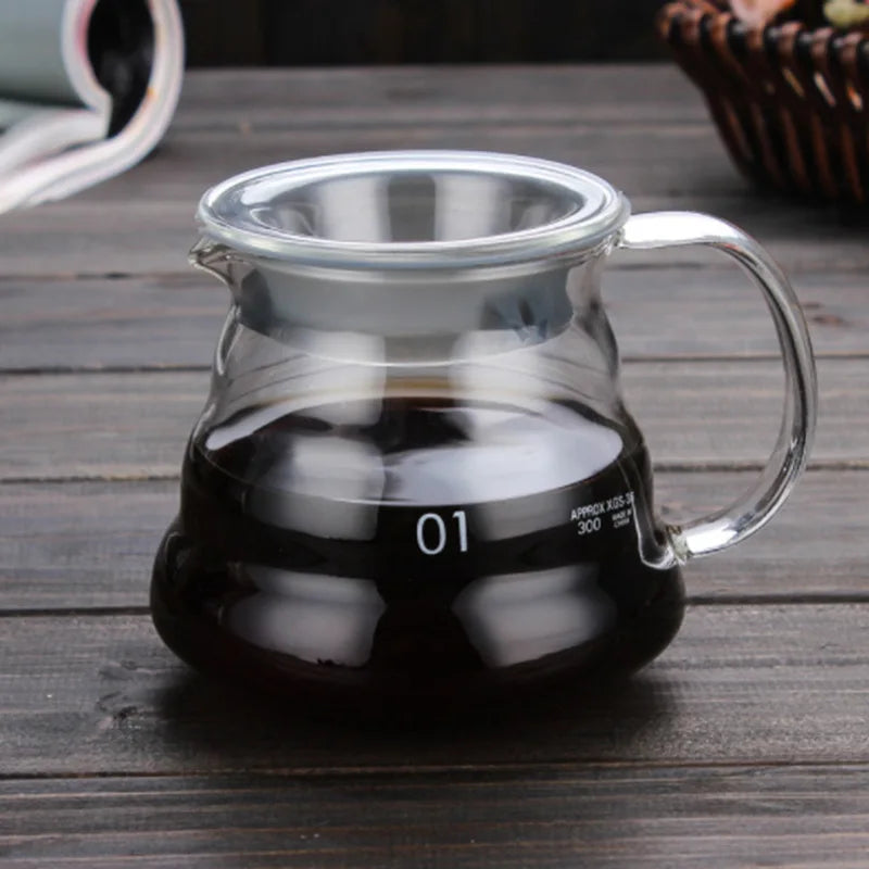 Cafetière verseuse en verre transparent résistante à la chaleur pour café filtre et thé