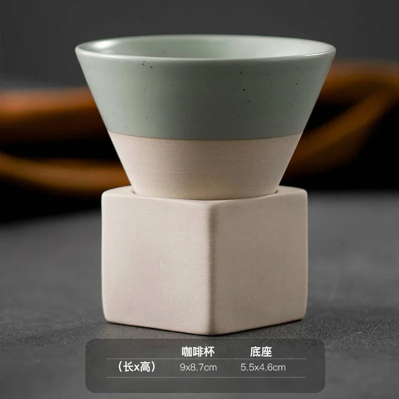 Mug à café en céramique triangulaire rétro, style japonais, fait main