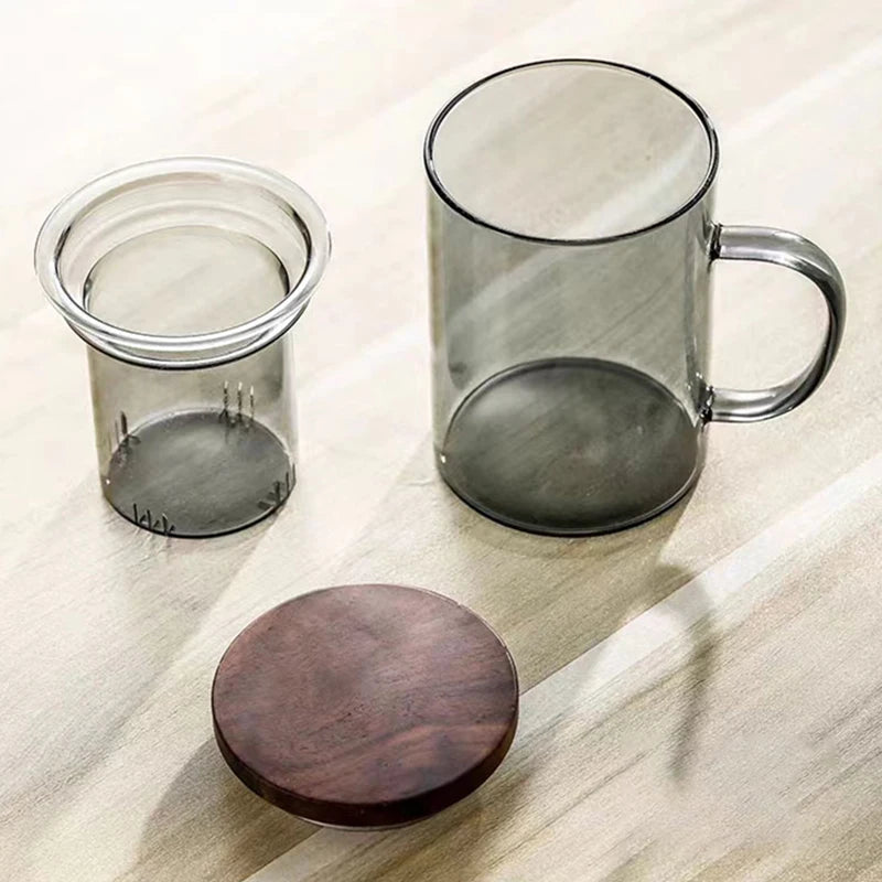 Tasse à thé en verre borosilicate résistant à la chaleur 400ml Gris Fumé HeY LiLac