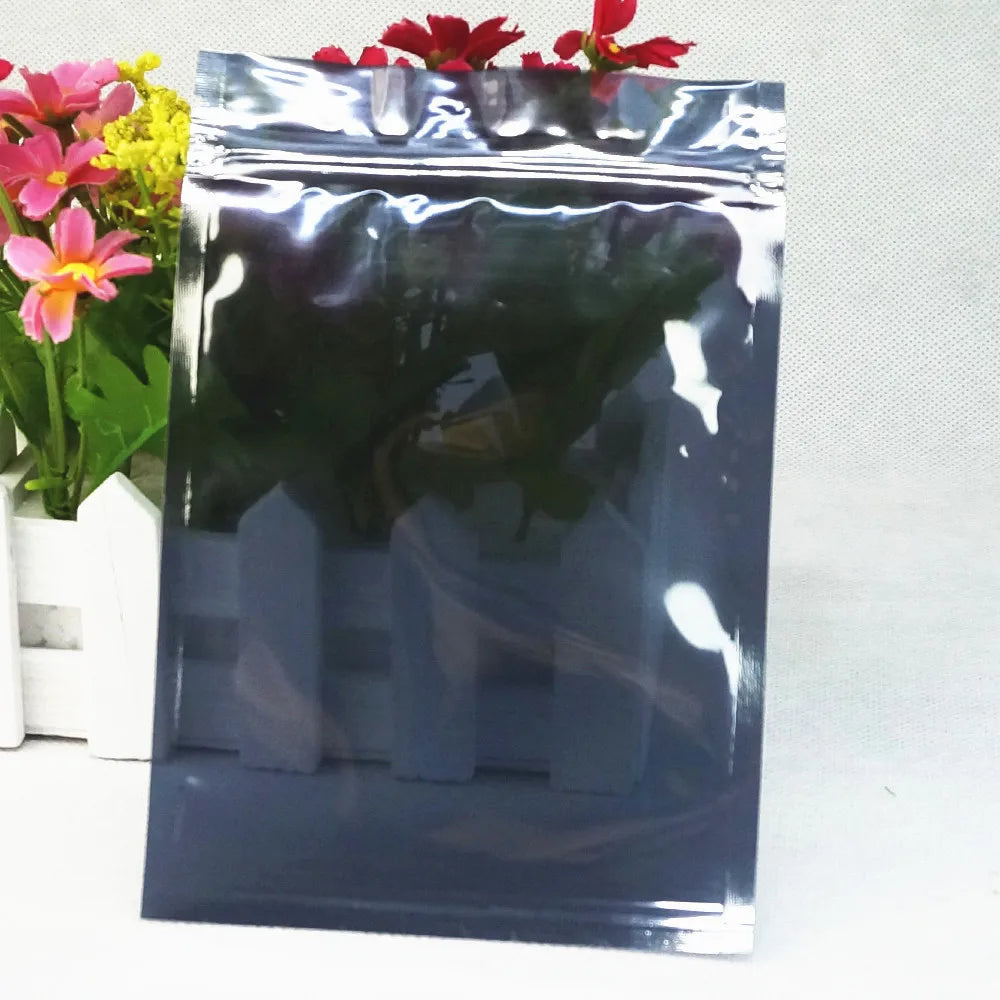 Sachets d'emballage refermables à fermeture éclair en plastique et aluminium, un côté transparent