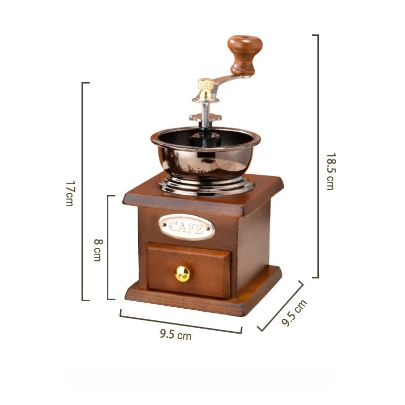 Moulin à café manuel vintage, broyeur à café à manivelle, vintage en bois