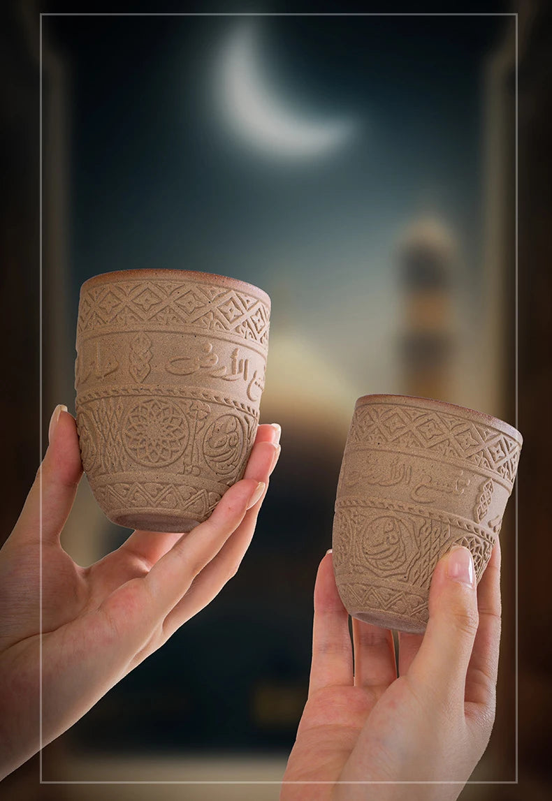 Tasse à expresso en grès moyen-oriental, céramique rétro, luxe léger et simple