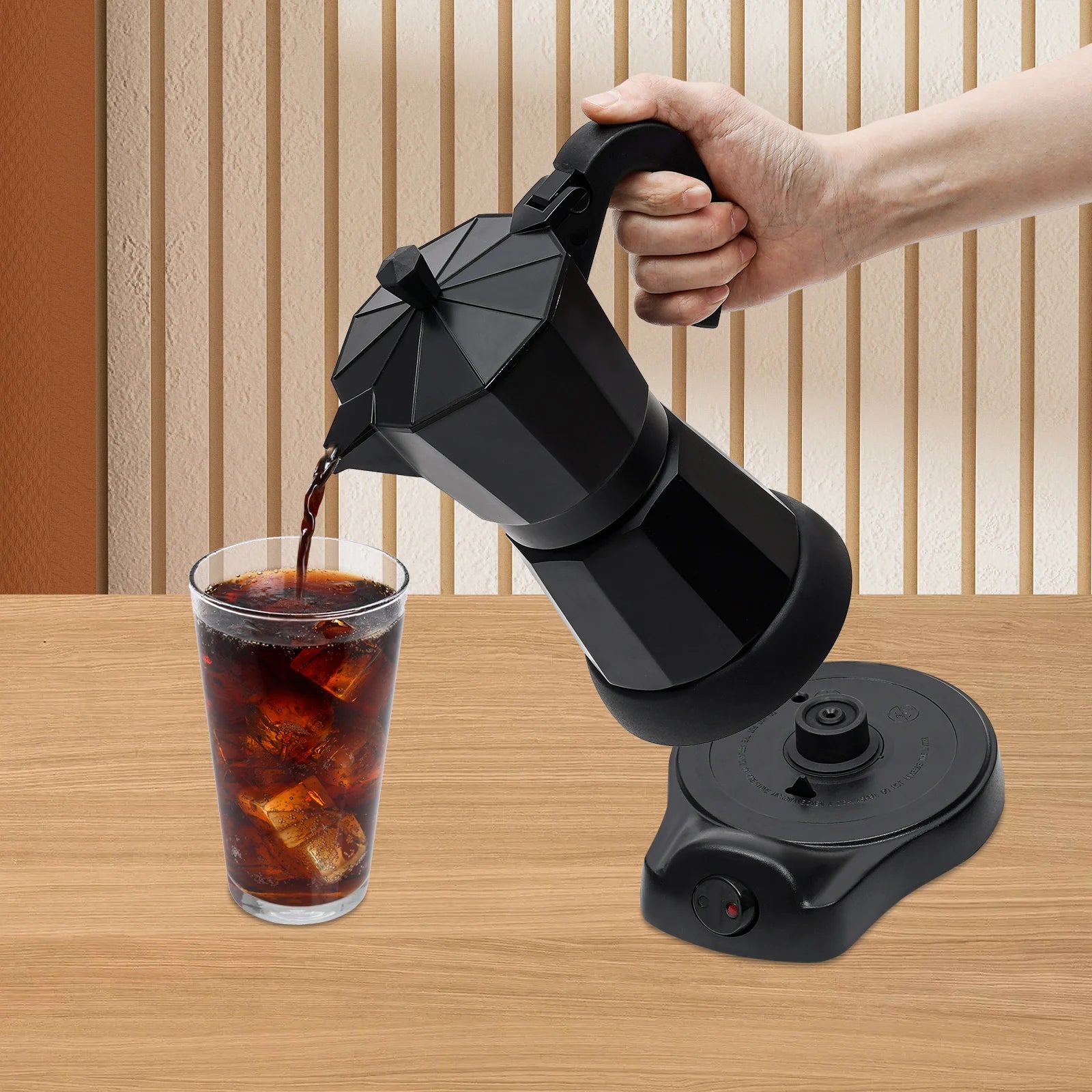 Cafetière Moka Électrique 300ml avec Base en Alliage d'Aluminium