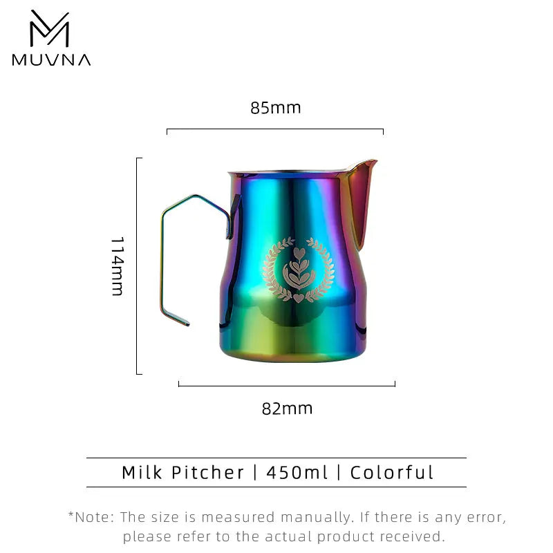 MUVNA Pichet à lait pour expresso, pichet moussant pour café 350/450 ml, tasse à bec verseur pointu