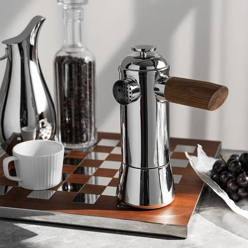 Appareils électroménagers de luxe léger : Cafetière expresso domestique européenne en acier inoxydable