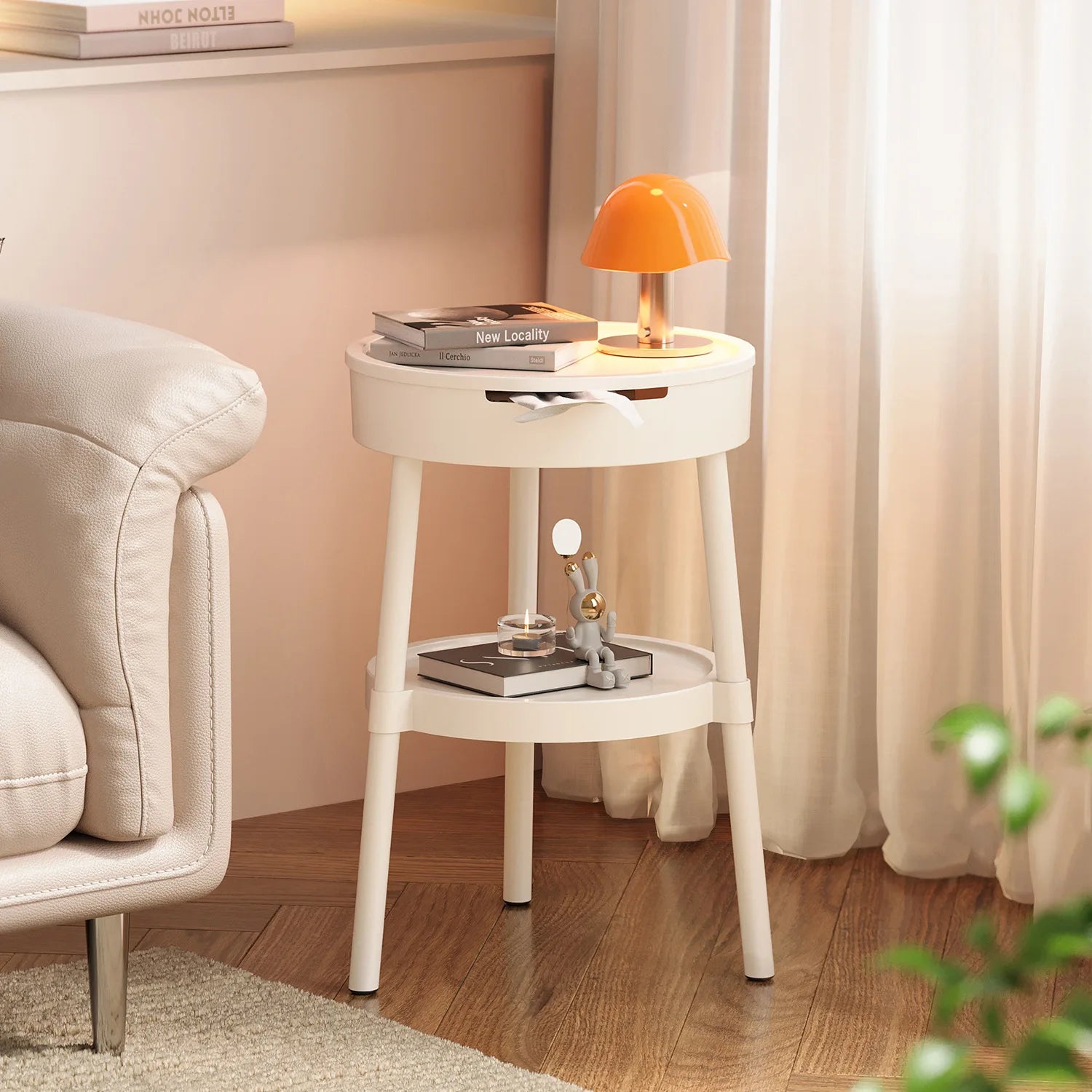 Tables basses rondes blanches Meubles créatifs et tendance Table de chevet minimaliste