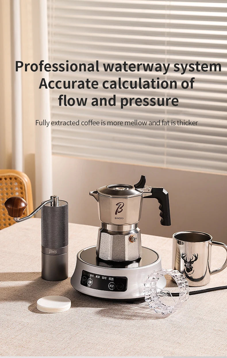 Bincoo Cafetière Mocha à Trois Valves en Acier Inoxydable 316, à Pression Concentrée