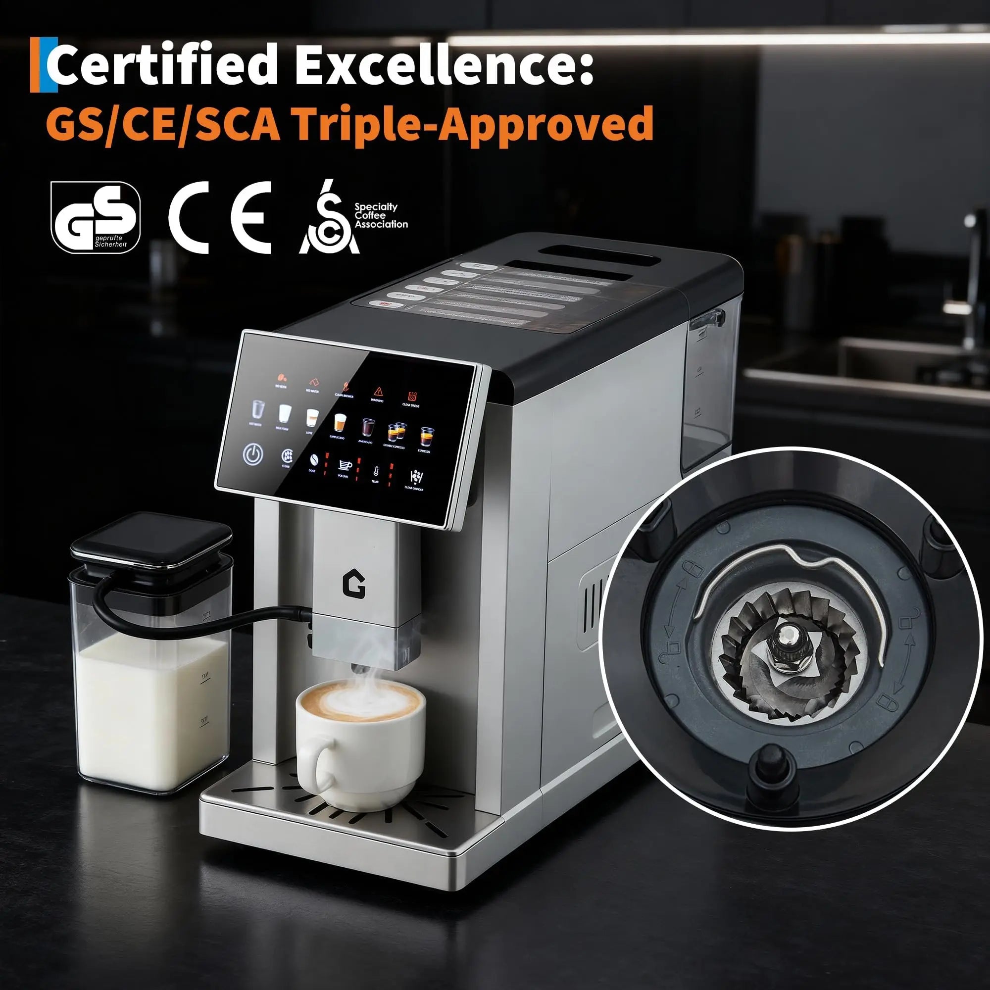 3rd-Gen Automatic Espresso Machine With Milk Frother Removable Brewer/Grinder 3-Level Flavor/Volume Detachable Milk Tank