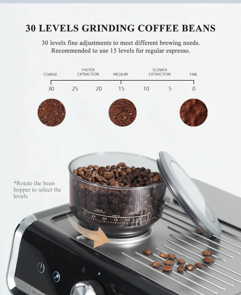 Machine à café HIBREW Barista Pro 20 bars, de la mouture à l'espresso