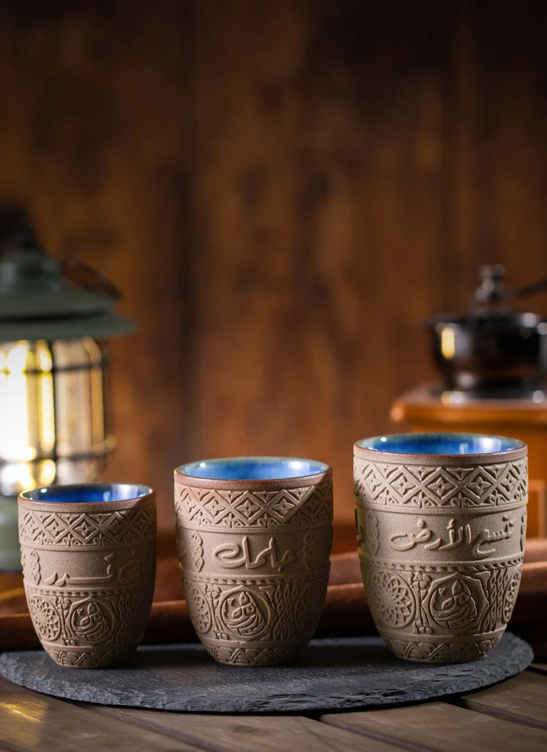 Tasse à expresso en grès moyen-oriental, céramique rétro, luxe léger et simple