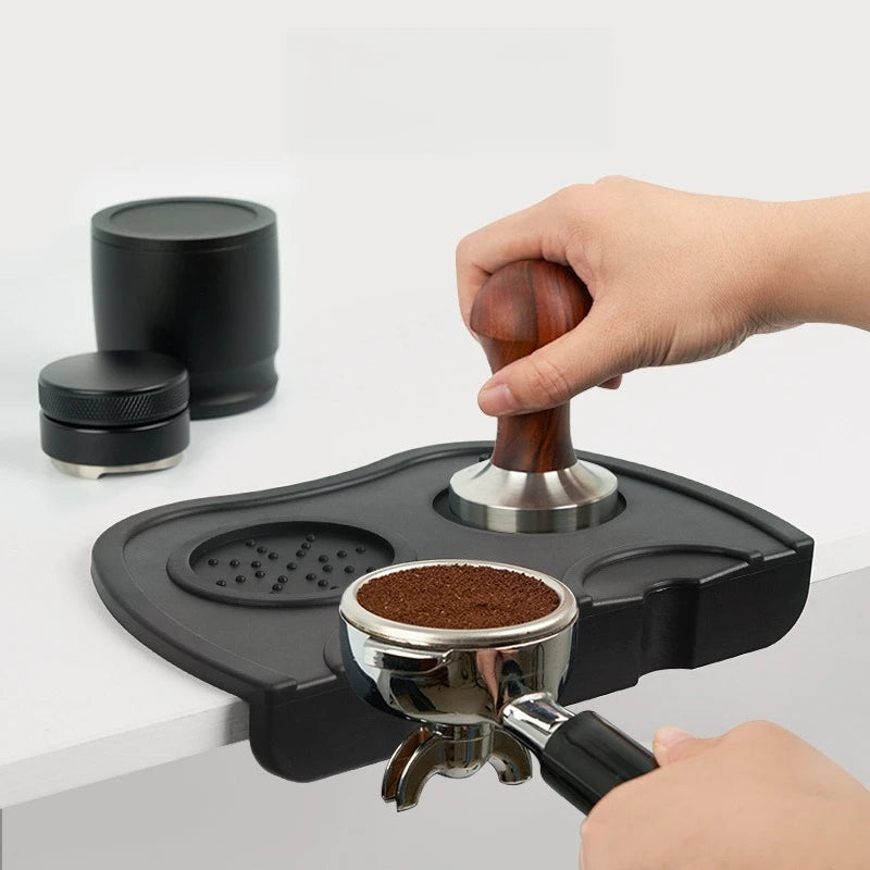 Tapis de bourrage de café en silicone Barista Espresso avec support d'outils et tampon de coin