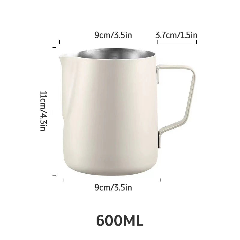 Pichet à mousser le lait en acier inoxydable, long bec arrondi, pichet à latte art, lait