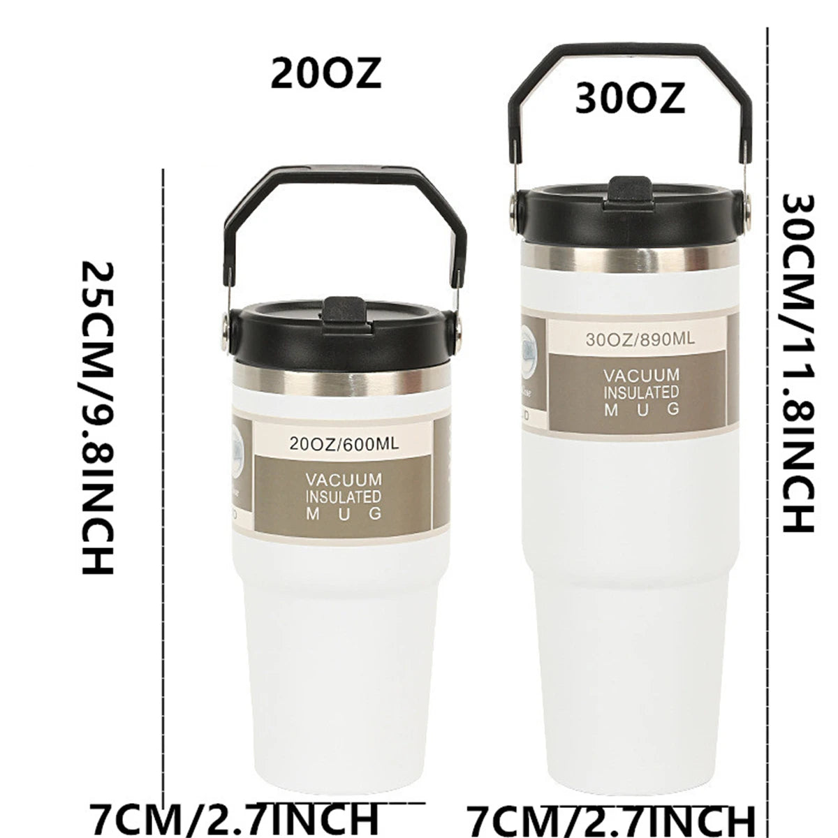 1 gourde isotherme avec couvercle en acier inoxydable, bouteille d'eau portable avec sac de transport