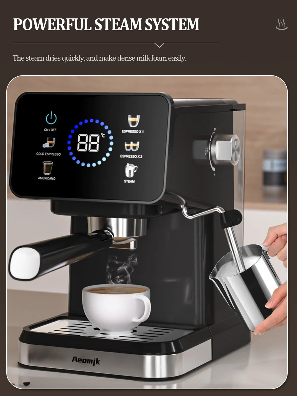 Machine à expresso domestique Machine à café infuseur chaud et froid à écran tactile