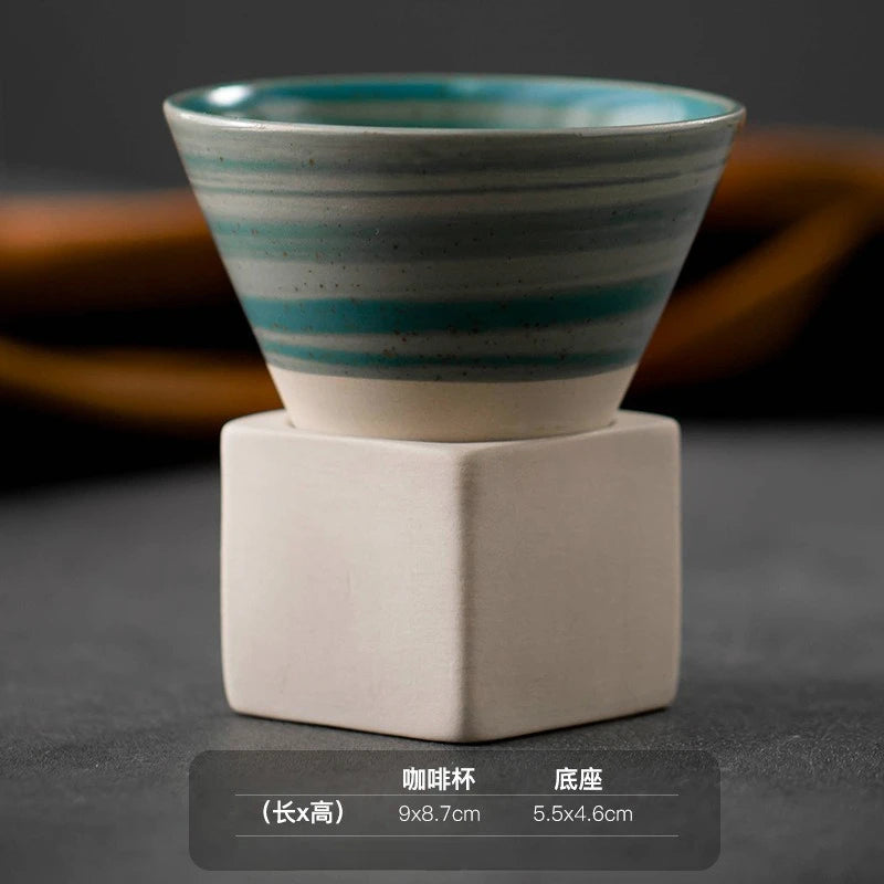 Mug à café en céramique triangulaire rétro, style japonais, fait main