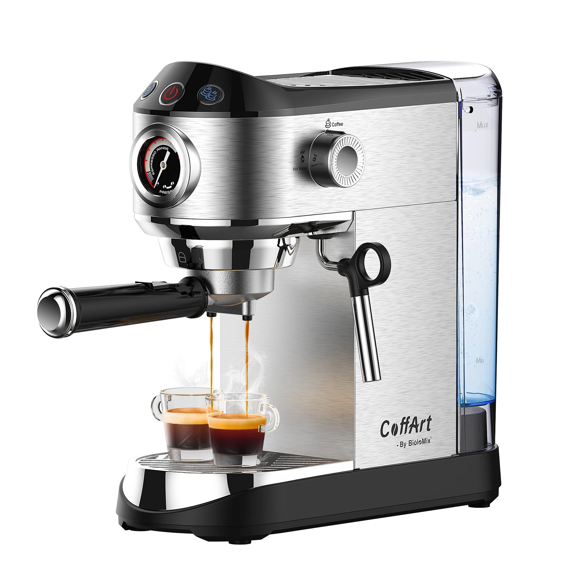 BioloMix Machine à café semi-automatique 20 bars avec buse vapeur pour le lait