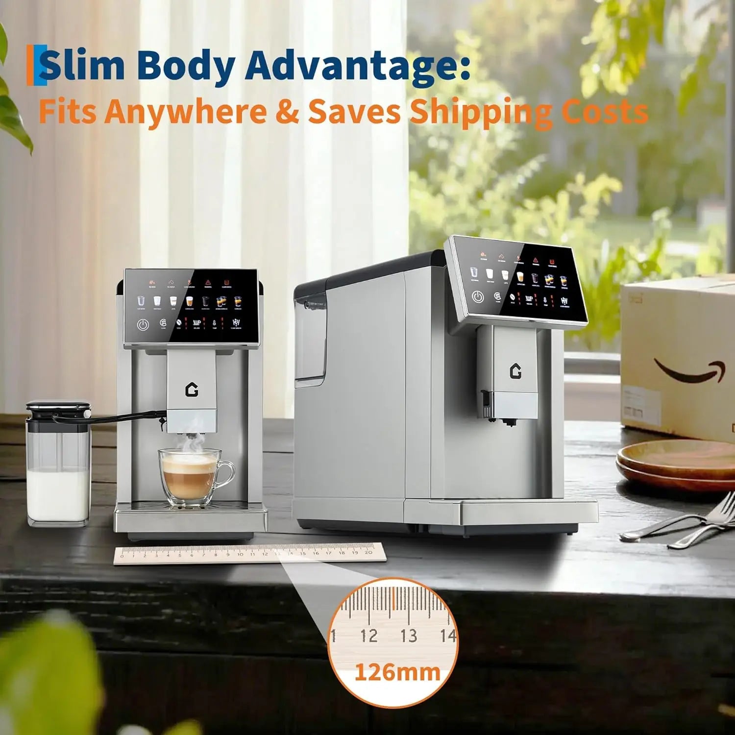3rd-Gen Espresso Coffee Maker with Milk Frother - Removable Brewer & Grinder, Adjustable Coarseness/Flavor, Detachable Milk Tank