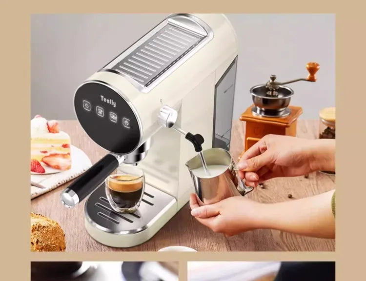 Machine à expresso semi-automatique Tenfly avec pompe 20 bars, compacte pour la maison