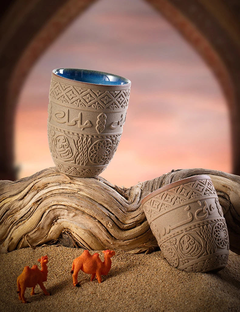 Tasse à expresso en grès moyen-oriental, céramique rétro, luxe léger et simple