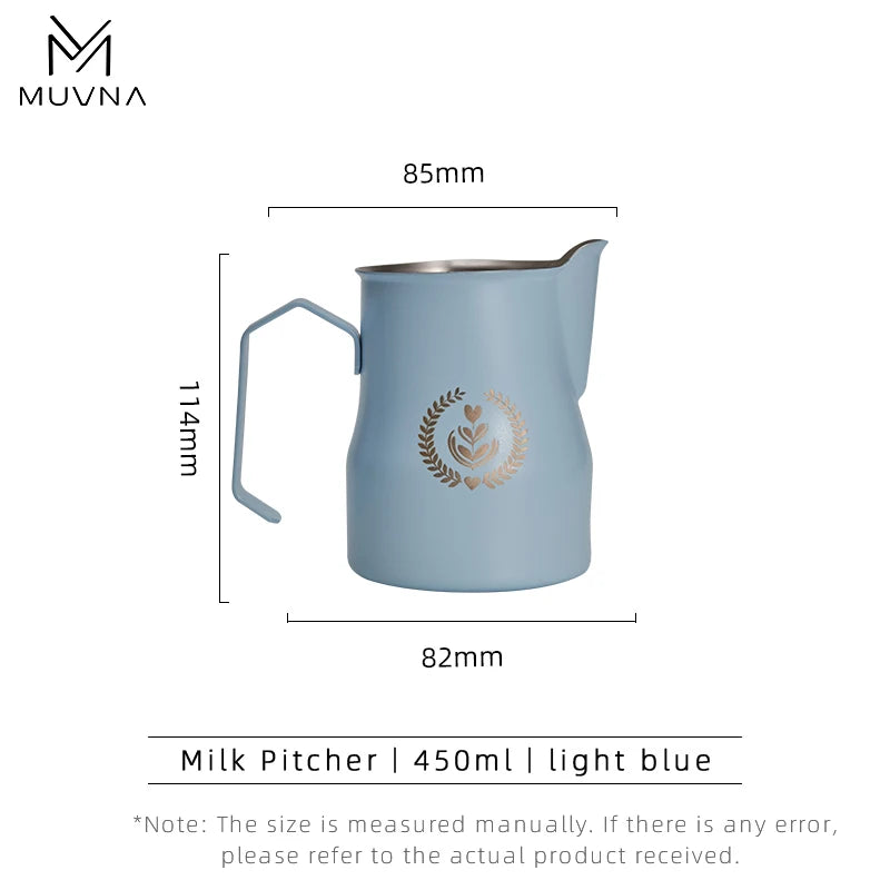 MUVNA Pichet à lait pour expresso, pichet moussant pour café 350/450 ml, tasse à bec verseur pointu