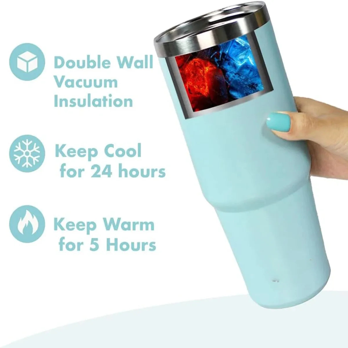 1 gourde isotherme avec couvercle en acier inoxydable, bouteille d'eau portable avec sac de transport