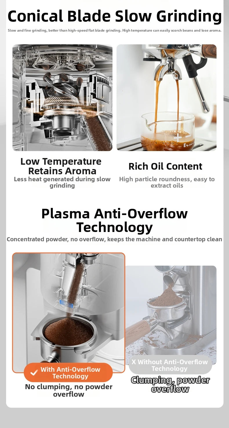 2-in-1 Coffee Machine with Grinder & Milk Frother - 15Bar Espresso Maker for Hot/Iced Coffee Grinding Degree Adjustment Office