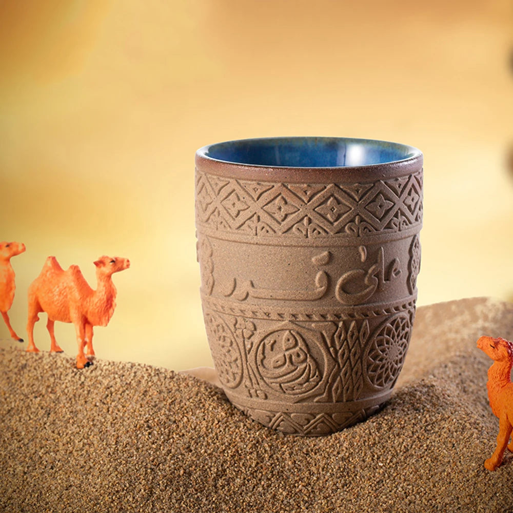 Tasse à expresso en grès moyen-oriental, céramique rétro, luxe léger et simple