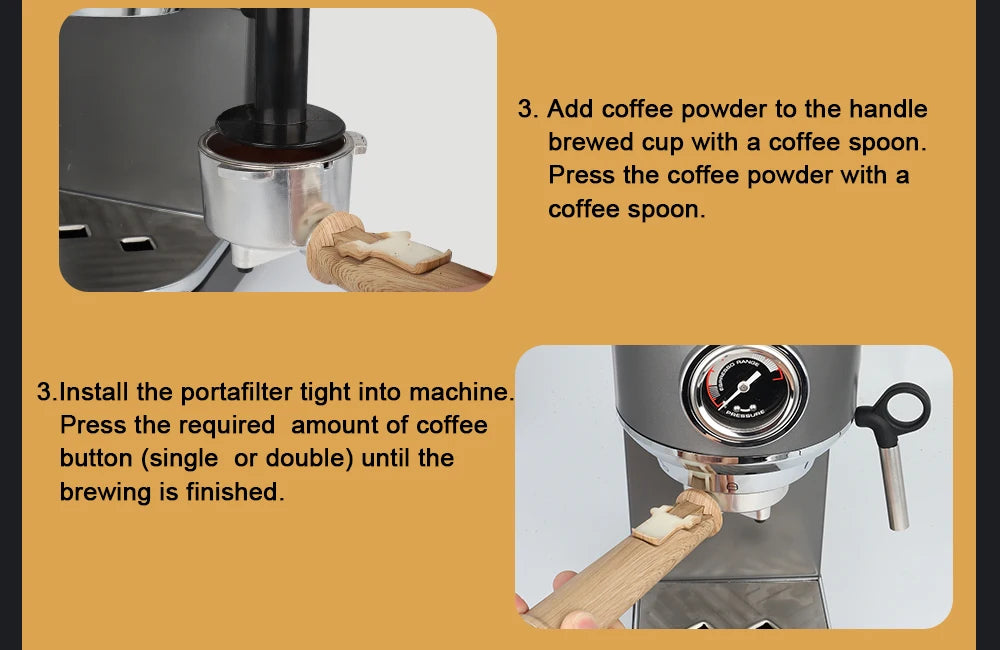 BioloMix Machine à café semi-automatique 20 bars avec buse vapeur pour le lait
