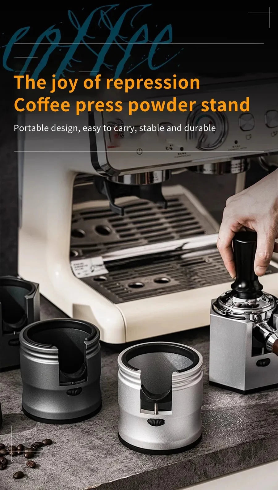 Support de porte-filtre à café, support de tasseur à expresso, base de café réglable en aluminium