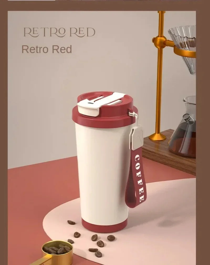 Tasse à café isotherme élégante en céramique, acier inoxydable à double paroi sous vide