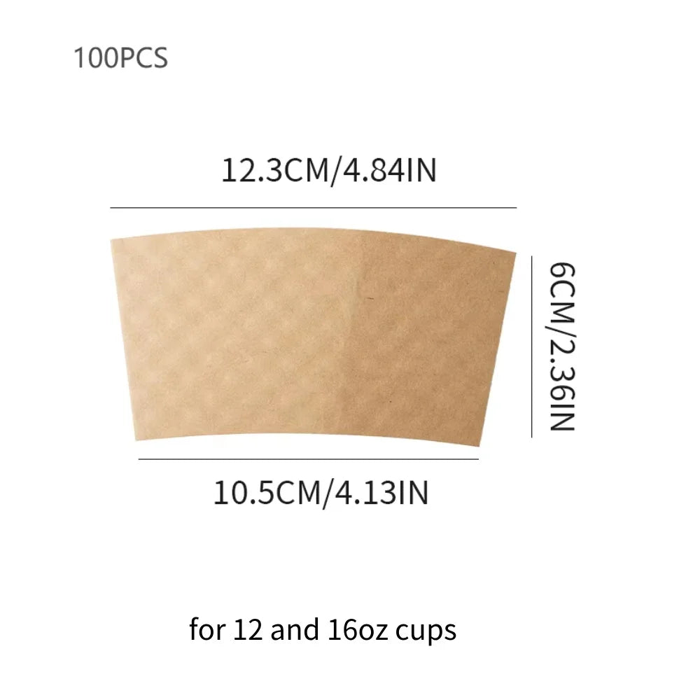 Manchons de tasses en papier ondulé marron, isolants thermiques pour tasses à café.