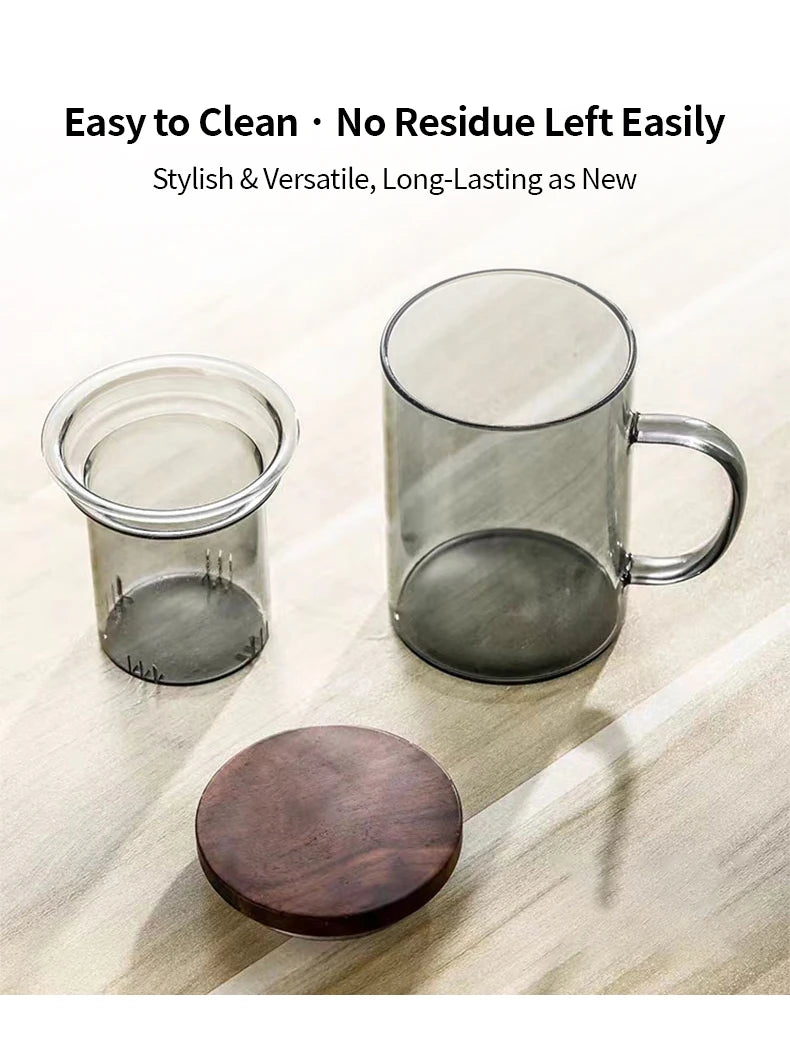 Tasse à thé en verre borosilicate résistant à la chaleur 400ml Gris Fumé HeY LiLac