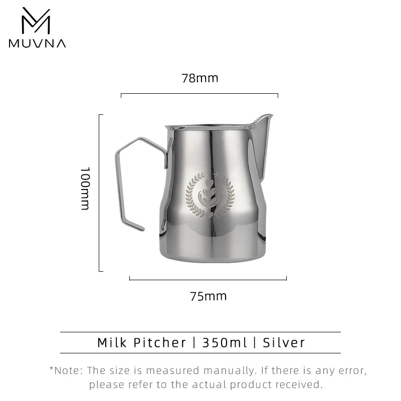 MUVNA Pichet à lait pour expresso, pichet moussant pour café 350/450 ml, tasse à bec verseur pointu