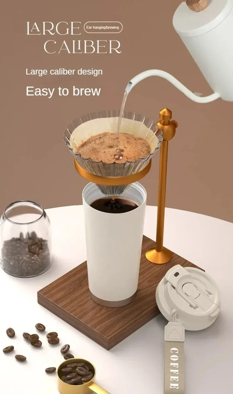 Tasse à café isotherme élégante en céramique, acier inoxydable à double paroi sous vide