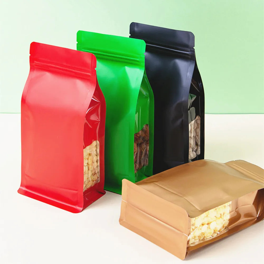 Sachets d'emballage refermables à fermeture éclair en plastique et aluminium, un côté transparent