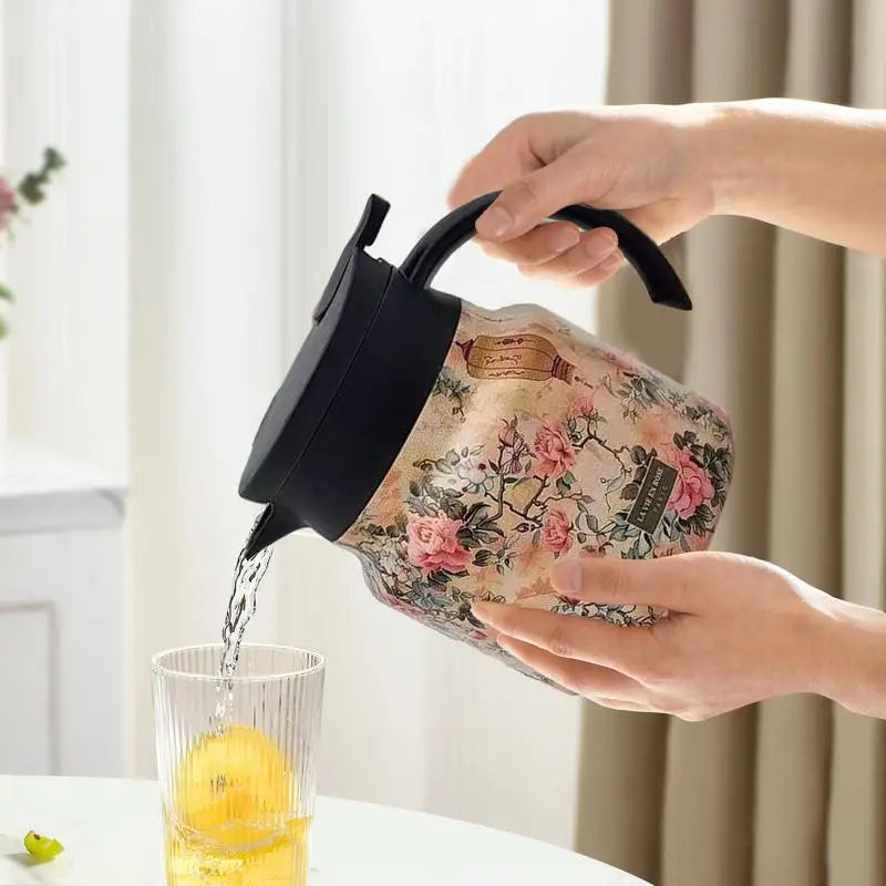 Thermos de thé floral vintage Théière en acier inoxydable Verseuse anti-gouttes avec thé