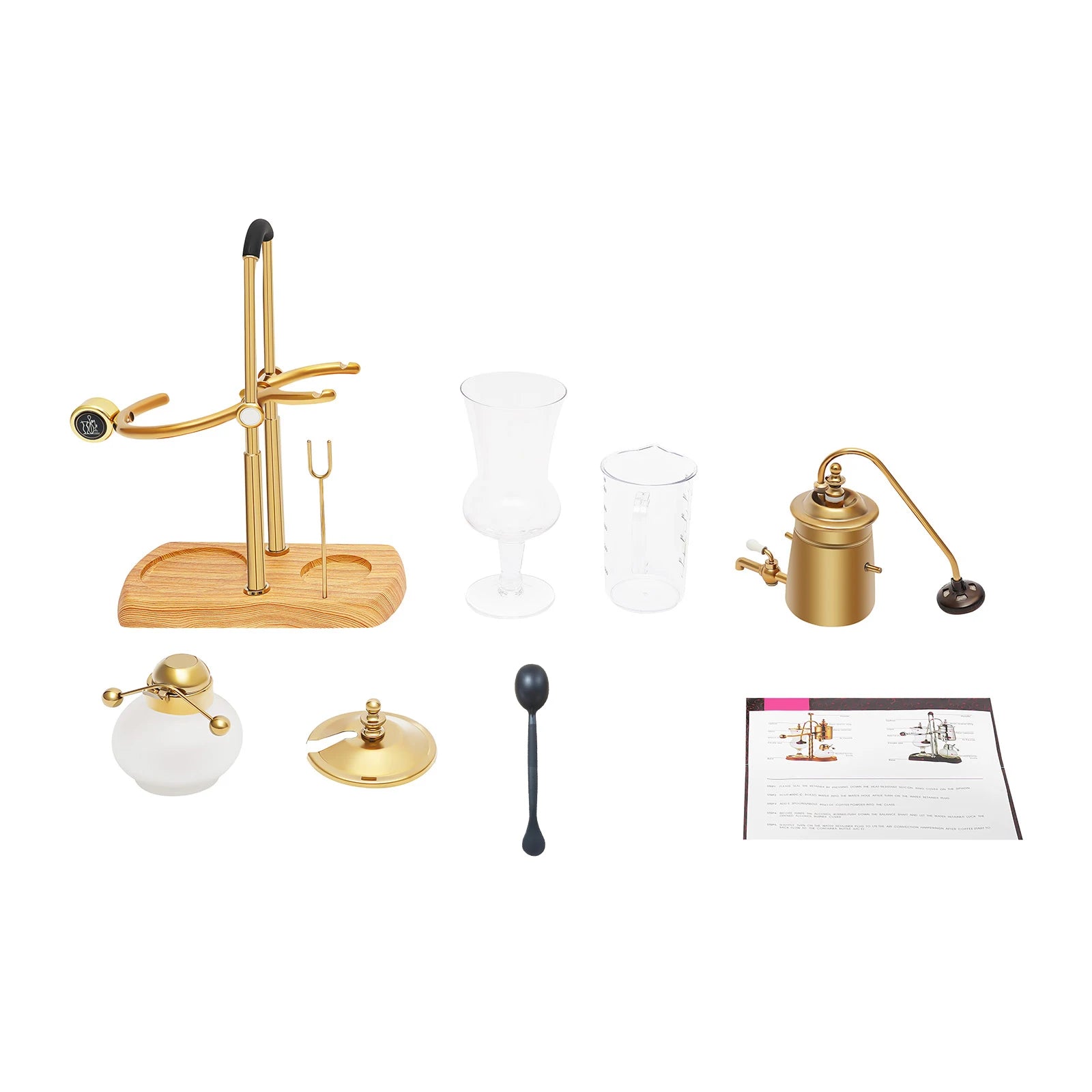 Cafetière à siphon Balance, couleur or, cafetière vintage avec tasse à mesurer