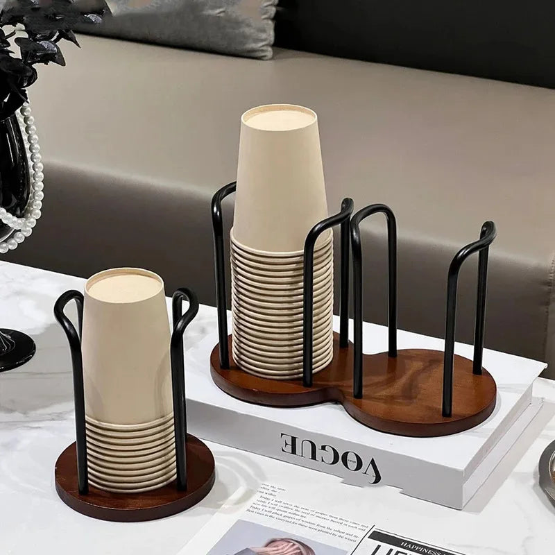Distributeur de gobelets jetables en bois pour eau et thé, support de rangement
