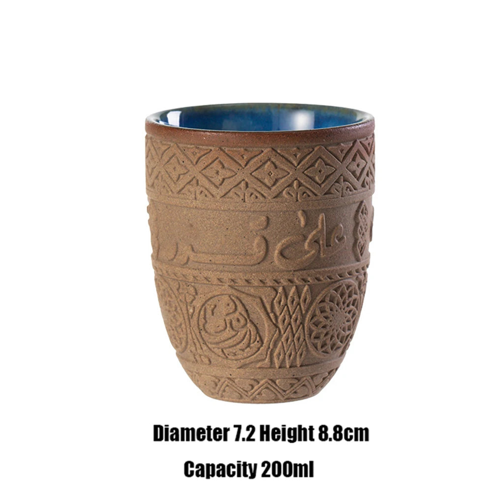 Tasse à expresso en grès moyen-oriental, céramique rétro, luxe léger et simple