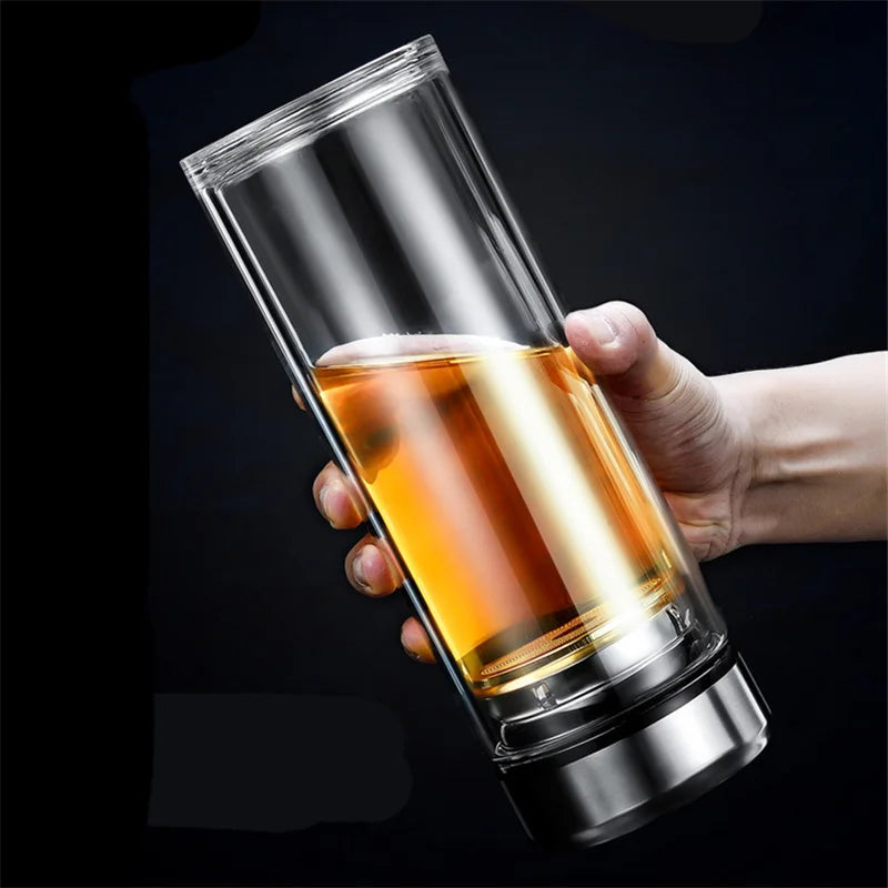 Bouteilles de thé en verre étanches avec infuseur Tasse à double paroi en acier inoxydable