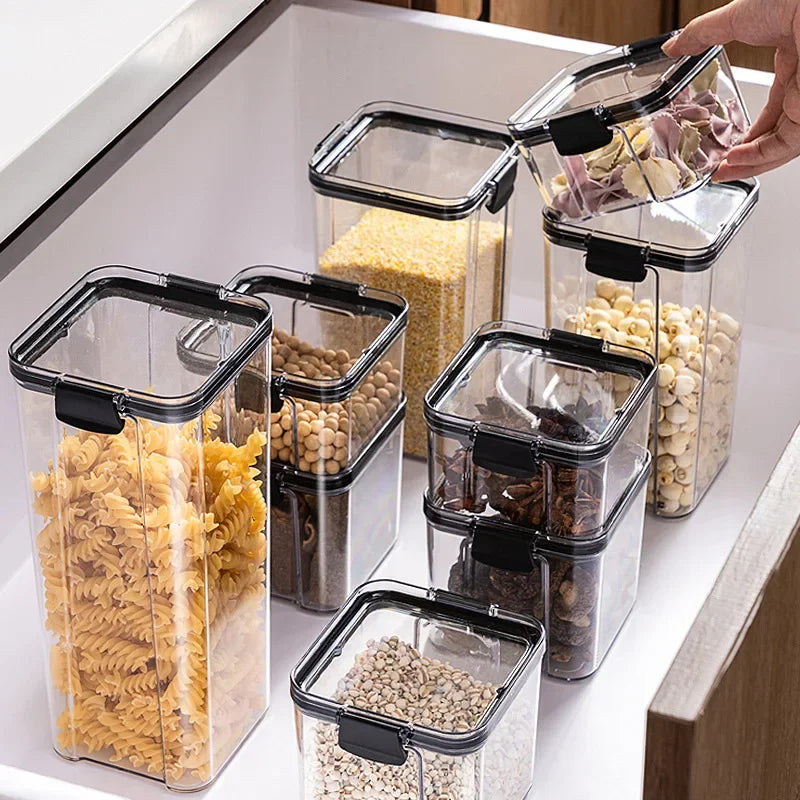 Lot de boîtes de rangement hermétiques pour cuisine, bocaux scellés pour céréales, conteneurs à épices empilables pour tiroir
