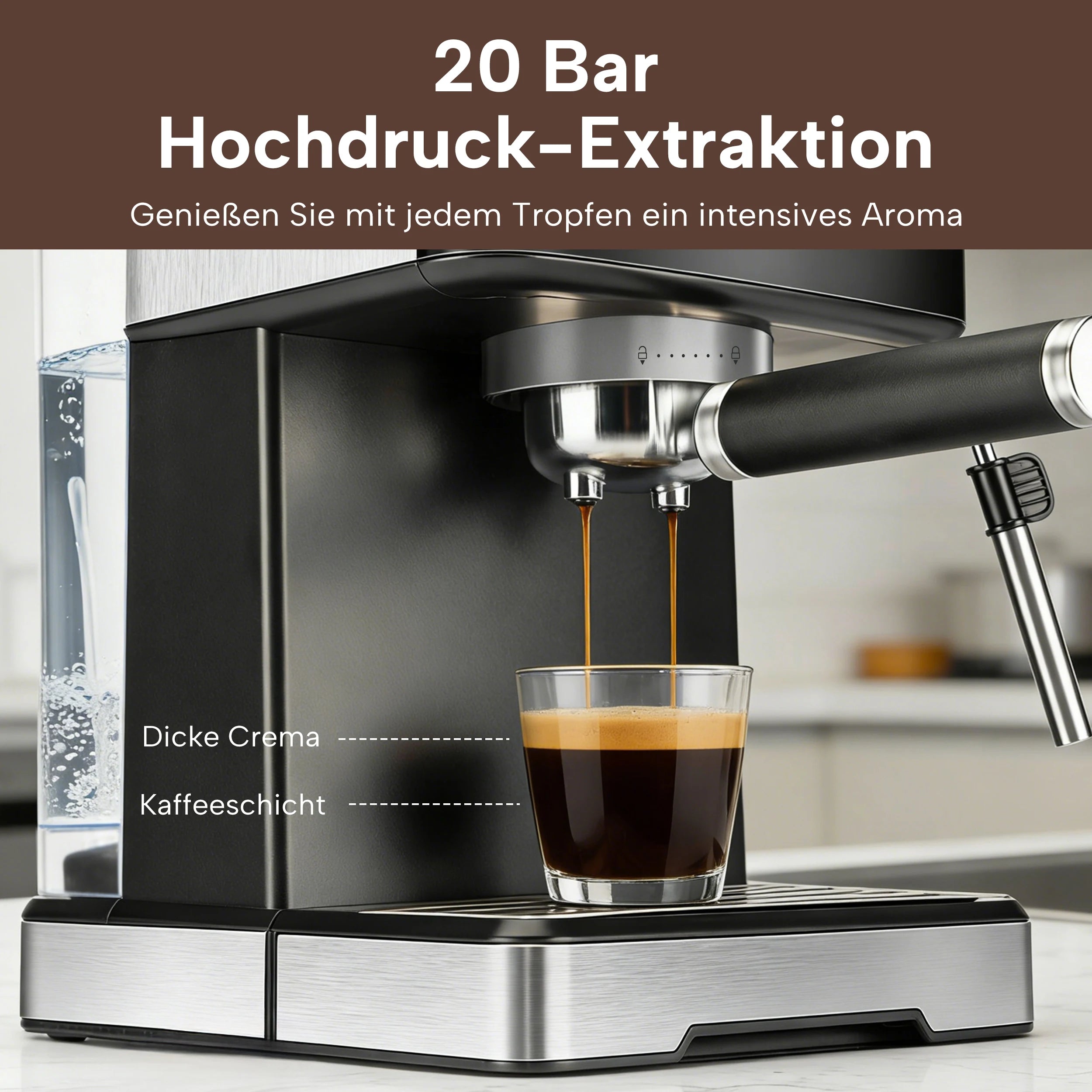 Machine à café expresso 20 bars 1400W avec mousseur à lait et écran tactile