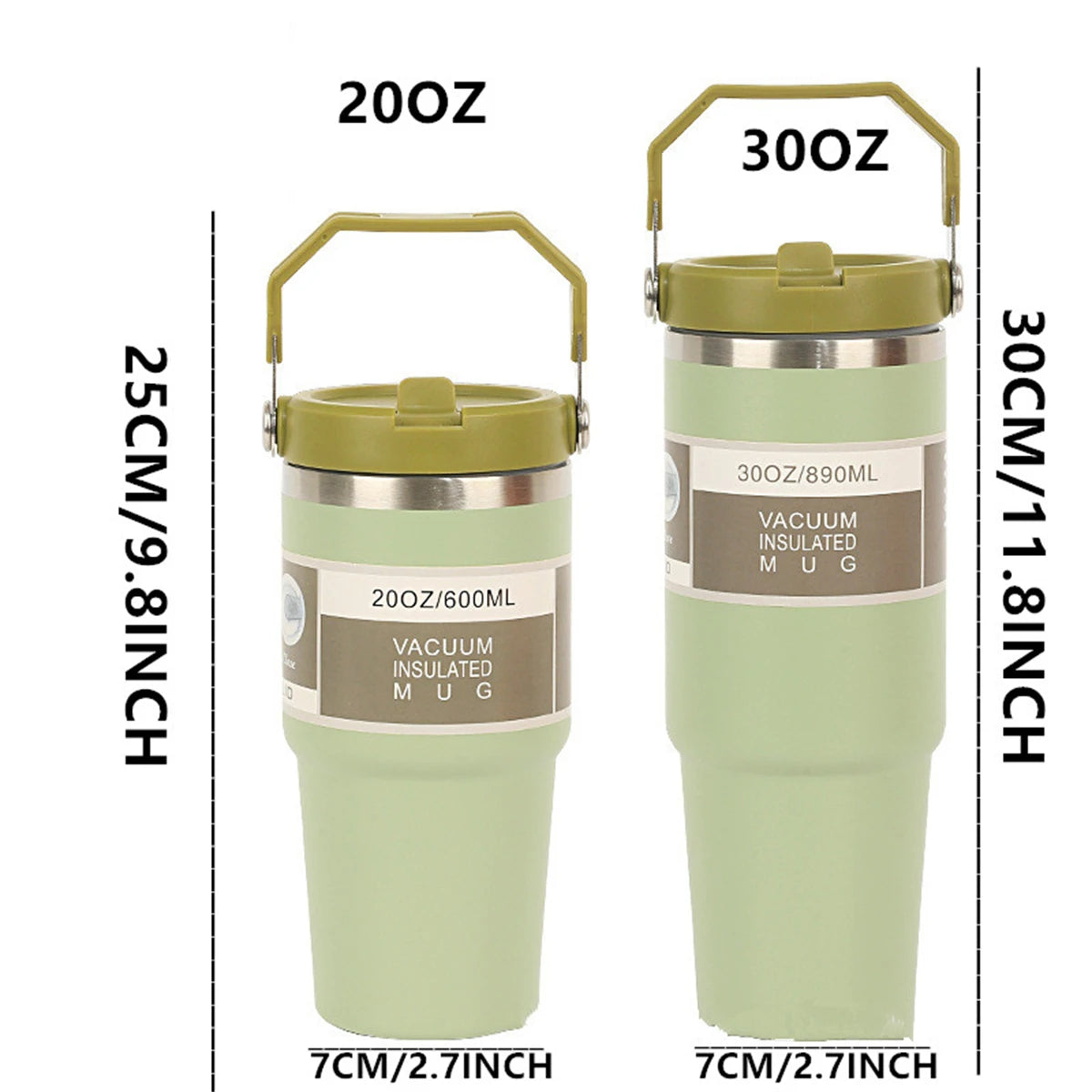 1 gourde isotherme avec couvercle en acier inoxydable, bouteille d'eau portable avec sac de transport