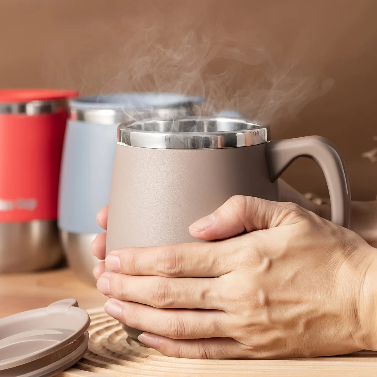 Tasse à café isotherme en acier inoxydable de 500 ml avec couvercle, double paroi sous vide