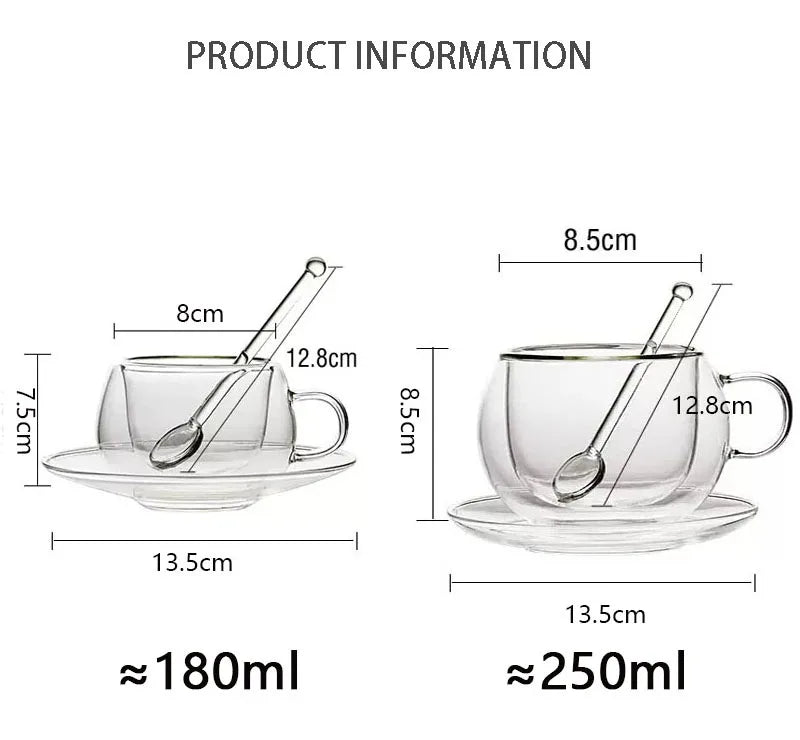 Tasse à café en verre à double paroi avec cuillère Ensemble de tasses à lait transparentes et résistantes à la chaleur