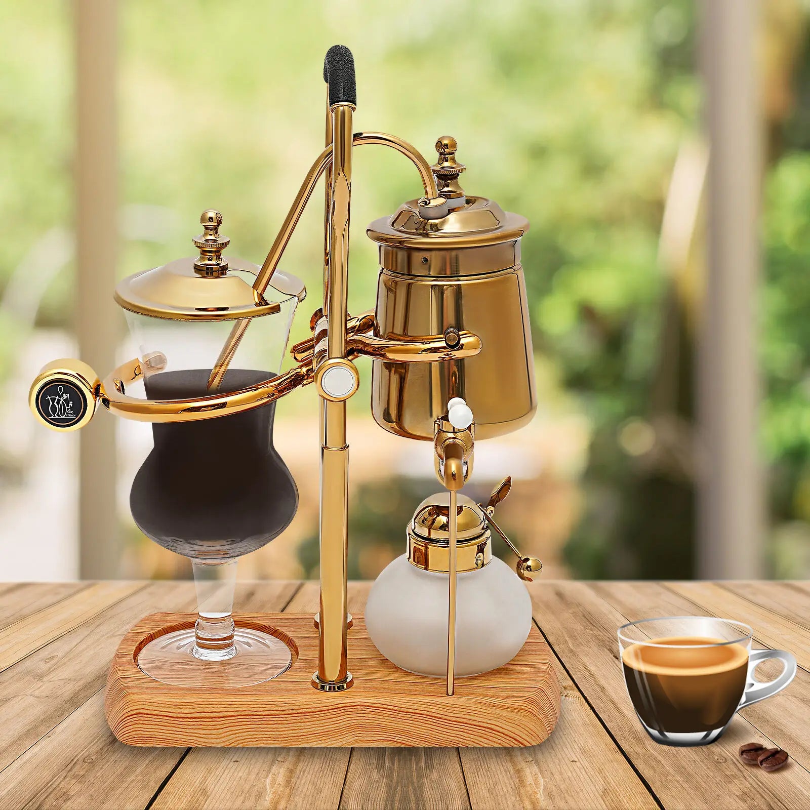 Lot de 400 ml de cafetière à siphon dorée avec filtre intégré pour thé et café