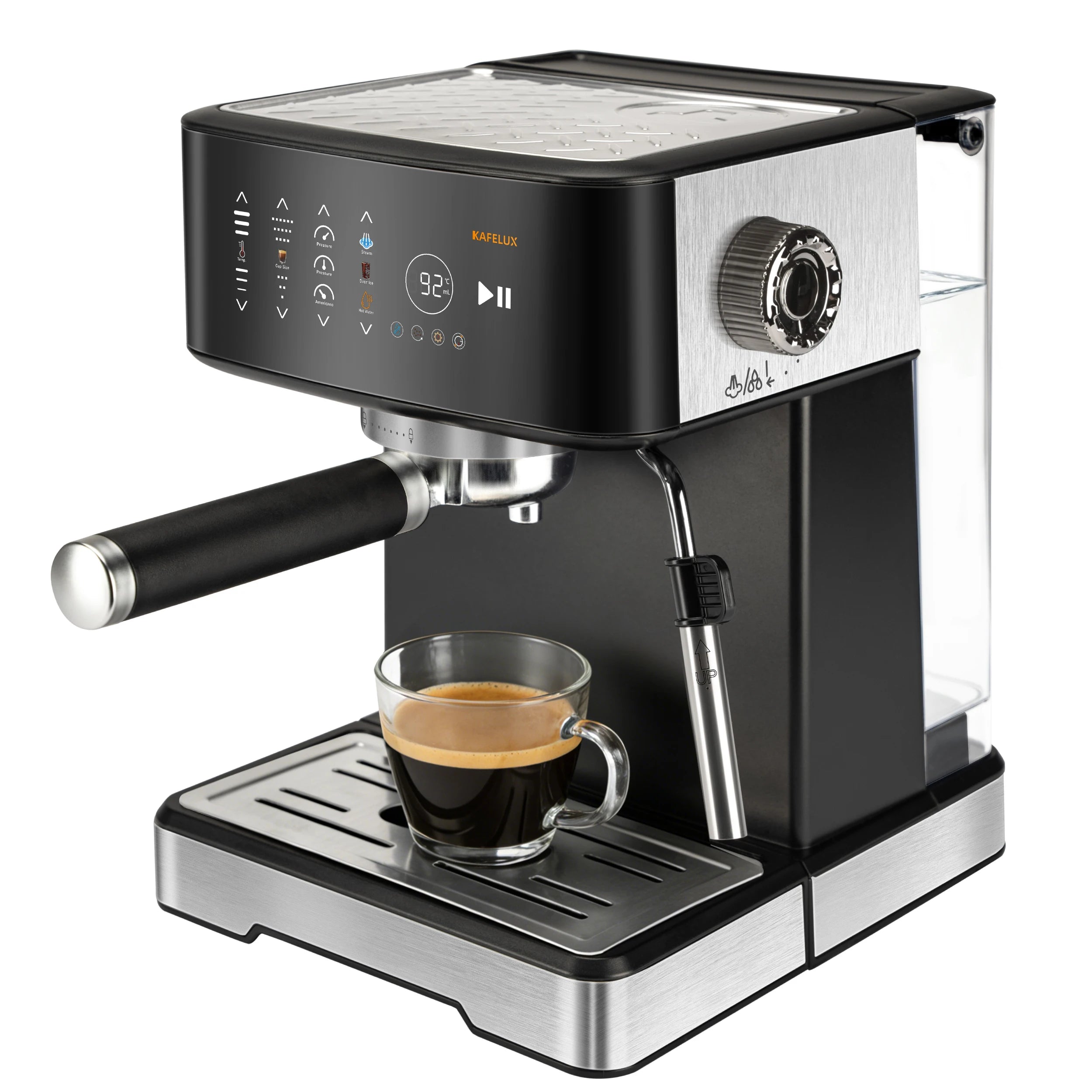 Machine à café expresso avec écran tactile LCD pour mousse de lait Réservoir d'eau amovible