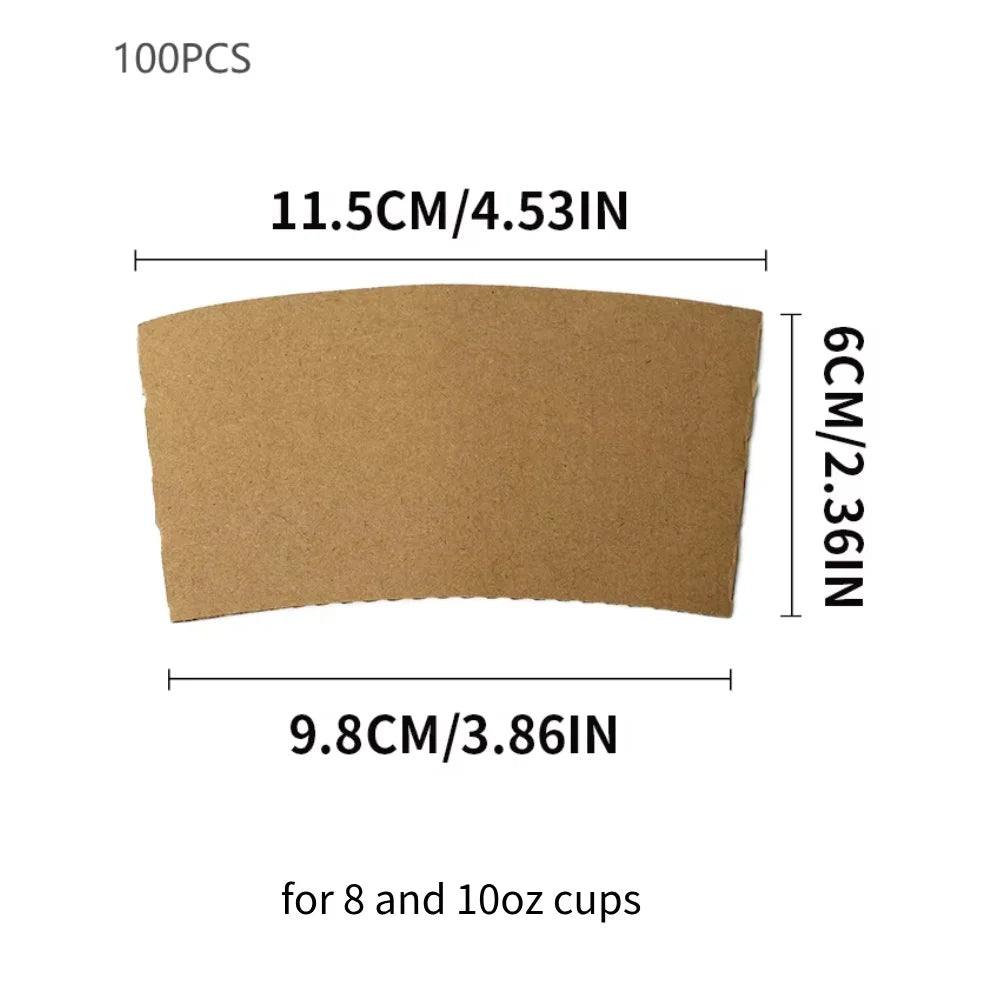Manchons de tasses en papier ondulé marron, isolants thermiques pour tasses à café.