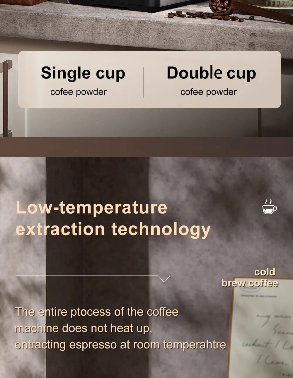 3-in-1 Semi-Automatic Espresso Machine with Built-in Grinder & Milk Frother | Cold Brew Function | 20Bar Pump for Home Barista