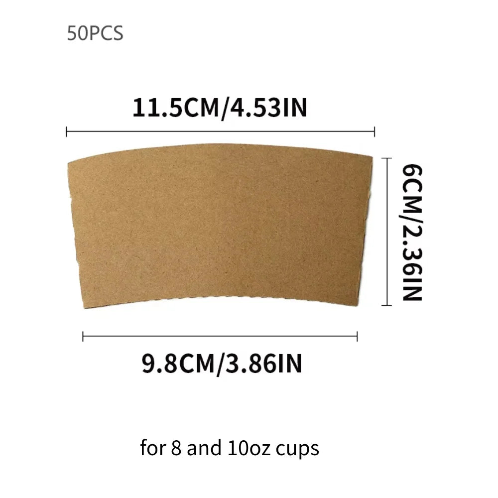 Manchons de tasses en papier ondulé marron, isolants thermiques pour tasses à café.